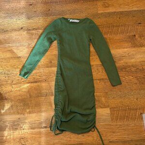 My Mum Made It Green Long Sleeve Tie Side Stretchy BodyCon Dress A36